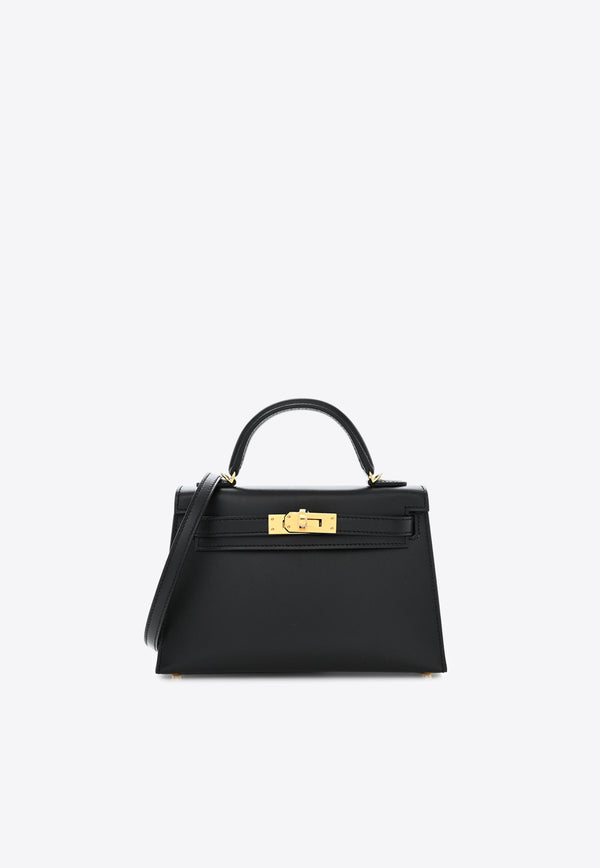 Hermès Mini Kelly 20 in Black Tadelakt Leather with Gold Hardware