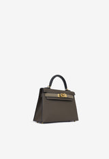 Hermès Mini Kelly 20 in Ecorce, Etoupe and Noir Epsom Leather with Gold Hardware