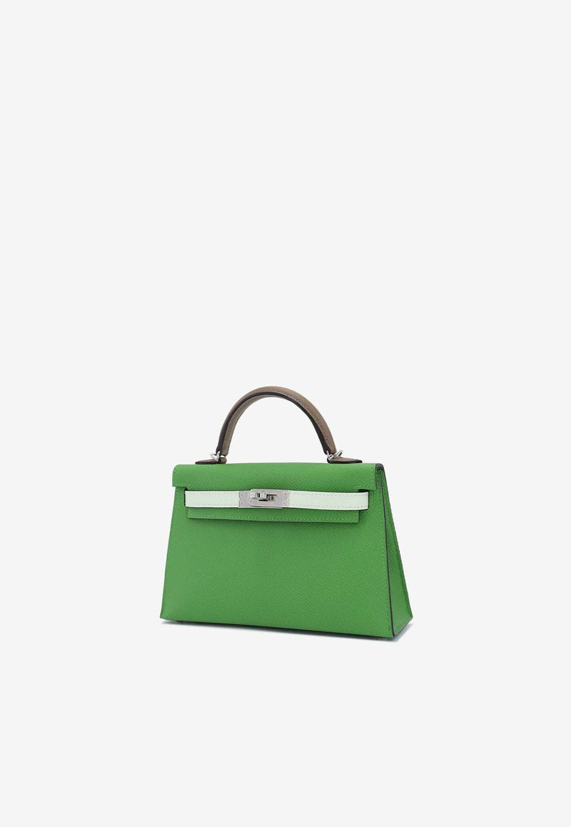 Hermès Mini Kelly II 20 in Vert Yucca, Etoupe and Vert Fizz Epsom with Palladium Hardware