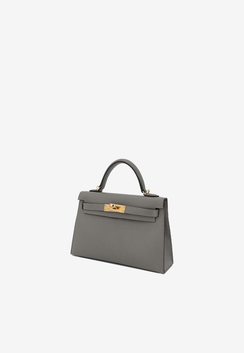 Hermès Mini Kelly II 20 in Gris Meyer Madame Leather with Gold Hardware