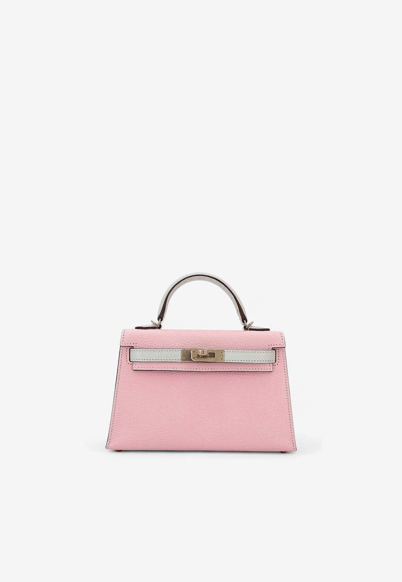 Hermès Mini Kelly II 20 HSS in Rose Sakura and Gris Perle Chevre Leather with Permabrass Hardware