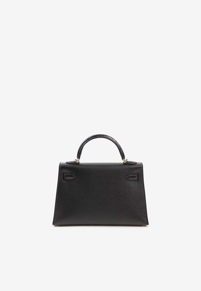 Hermès Mini Kelly II 20 Touch in Black Madame and Lizard Leather with Gold Hardware