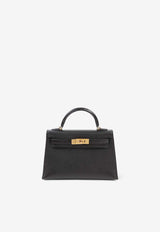 Hermès Mini Kelly II 20 Touch in Black Madame and Lizard Leather with Gold Hardware