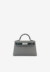 Hermès Mini Kelly II 20 Touch in Gris Meyer Madame and Vert Fonce Alligator Leather with Palladium Hardware