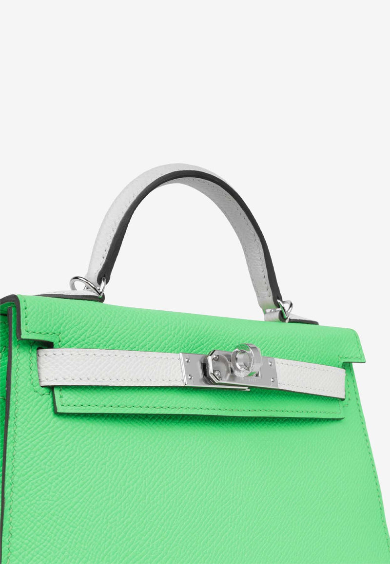 Hermès Mini Kelly 20 in Vert Comics, Vert Fizz and Gris Pale Epsom with Palladium Hardware