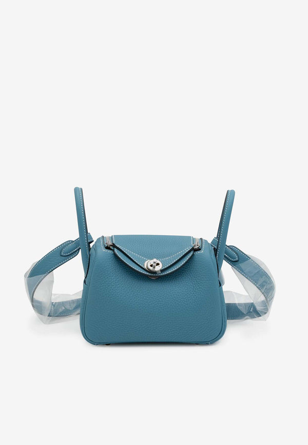 Hermès Mini Lindy 20 in New Bleu Jean Clemence Leather with Palladium Hardware