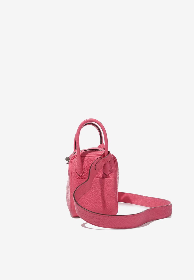 Hermès Mini Lindy 20 in Rose Azalee Clemence Leather with Palladium Hardware