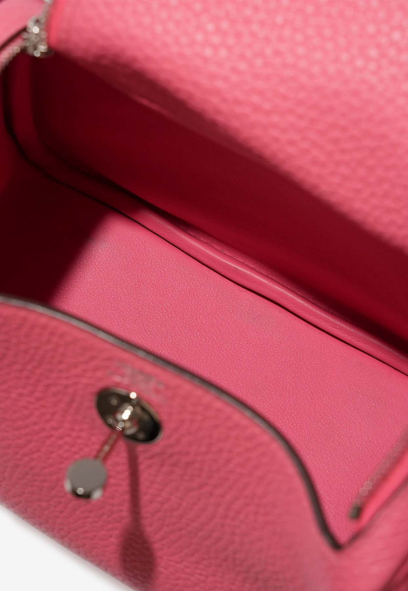 Hermès Mini Lindy 20 in Rose Azalee Clemence Leather with Palladium Hardware