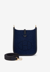 Mini Evelyne 16 in Bleu Nuit Felt and Caban Amazone Leather with Gold Hardware