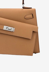 Mini Kelly 20 En Desordre in Biscuit Epsom Leather with Palladium Hardware