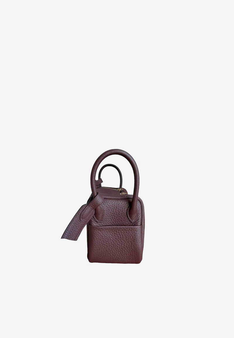 Mini Lindy 20 in Cassis Taurillon Clemence Leather with Gold Hardware