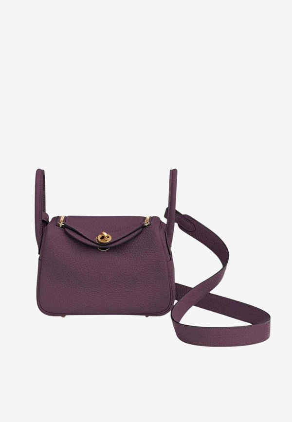 Mini Lindy 20 in Cassis Taurillon Clemence Leather with Gold Hardware