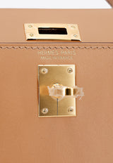 Mini Kelly 20 in Biscuit Tadelakt Leather with Gold Hardware