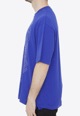 Off White Body Stitch Skate Embroidered T-shirt Blue OMAA120S23-JER020-6901