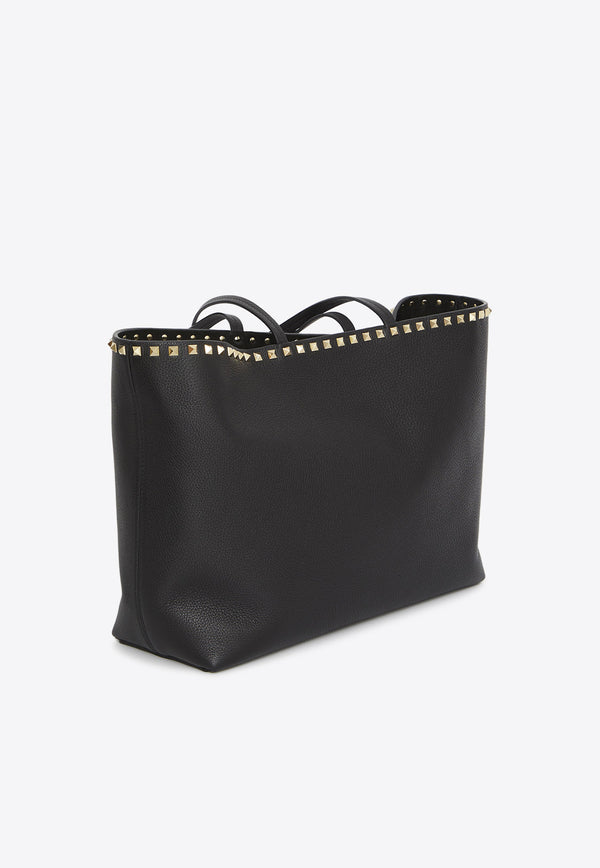 Valentino Rockstud Tote Bag in Calf Leather 3W2B0B70-VSF-0NO Black