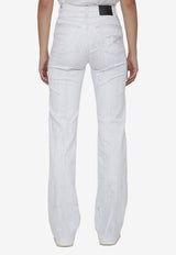 R13 Jane Crackled-Effect Jeans White R13W7020--D140A