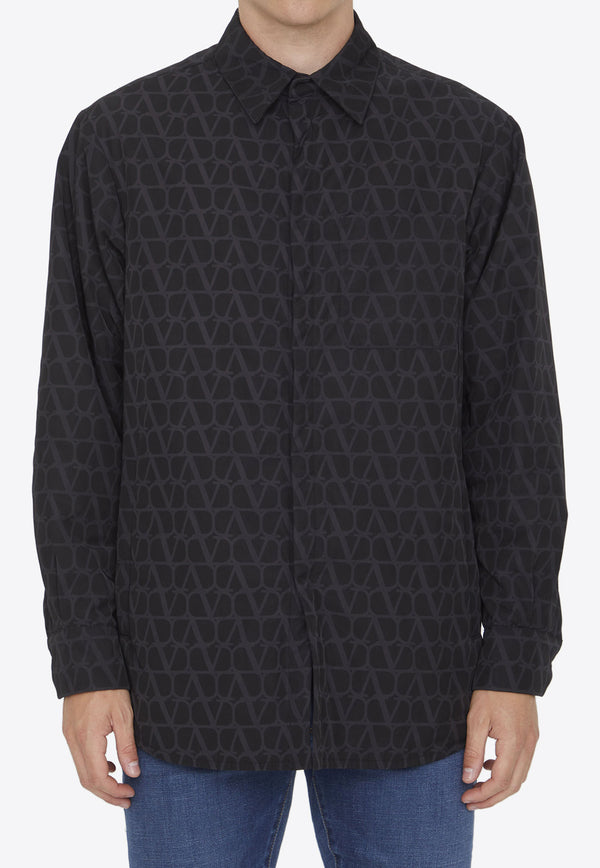 Valentino VLogo Pattern Long-Sleeved Shirt 3V3CIA96-9G3-MXM Black