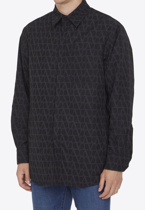Valentino VLogo Pattern Long-Sleeved Shirt 3V3CIA96-9G3-MXM Black