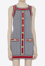 Balmain Monogram Knit Mini Dress Multicolor BF1R4034KE89--EJC
