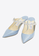 Jimmy Choo Bing 65 Patent Leather Mules with Crystal Strap Light Blue BING65-PAT-SMOCKY BLU