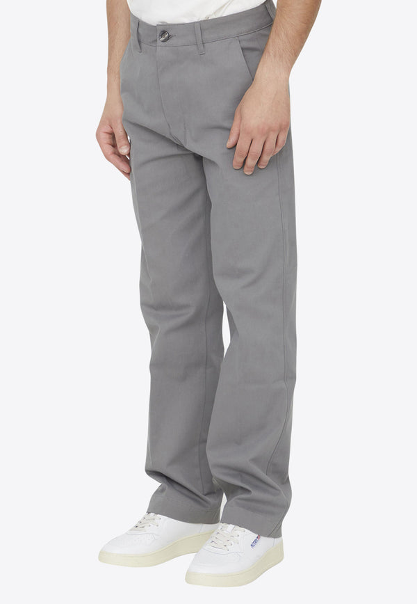AMI PARIS Straight-Leg Chino Pants Gray HTR005-CO0051-087