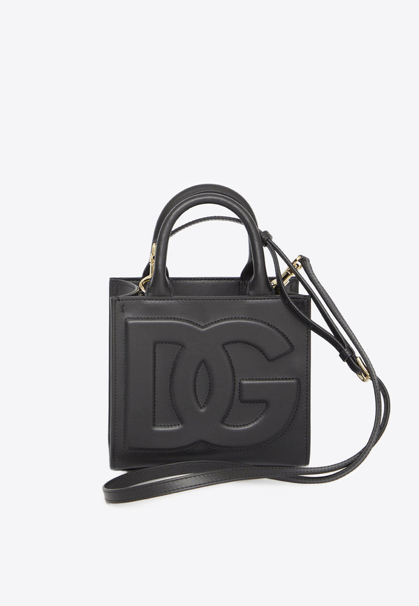 Dolce & Gabbana Mini DG Daily Top Handle Bag in Calf Leather Black BB7479-AW576-80999