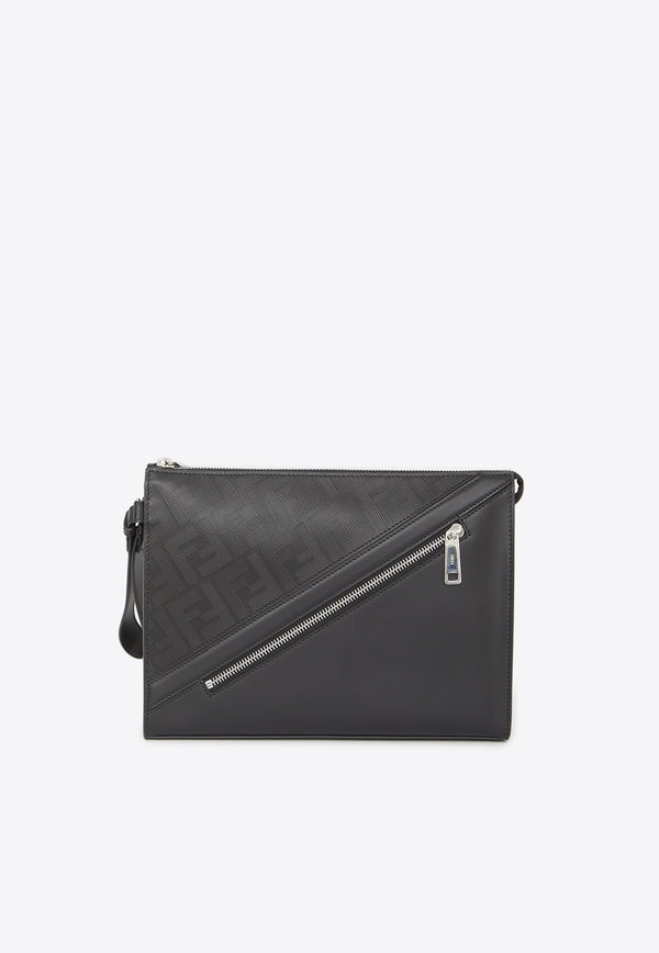 Fendi Shadow Diagonal Flat Pouch Bag Black 7VA491-AQW1-F0GXN