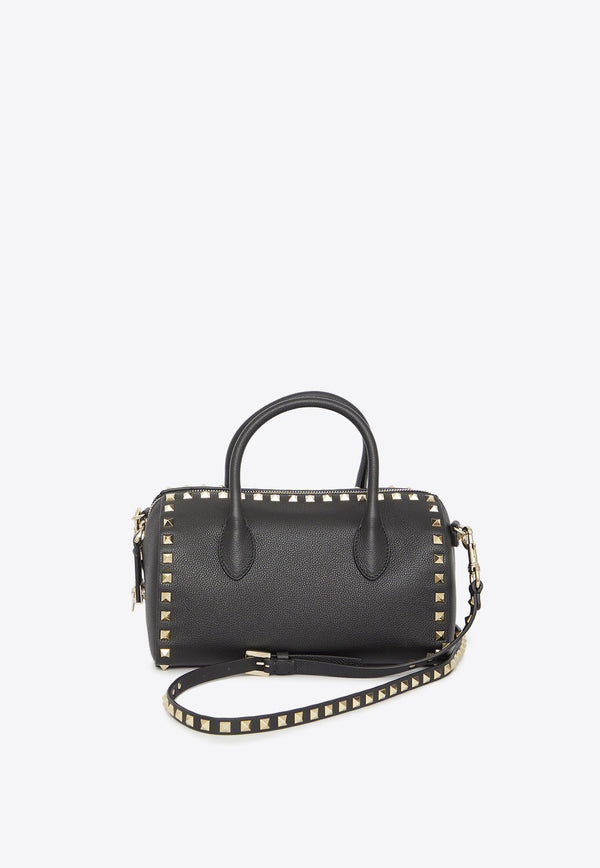 Valentino Rockstud Top Handle Bag in Grained Leather Black 3W2B0M40-TAG-0NO