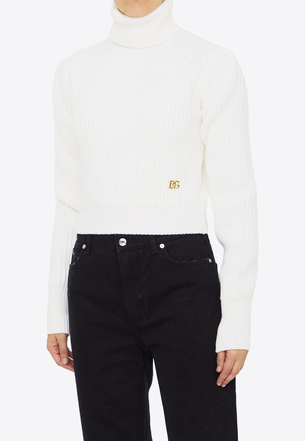 Dolce & Gabbana Fisherman’s Rib Turtleneck Wool Sweater White FXB57T-JCVP0-W4335