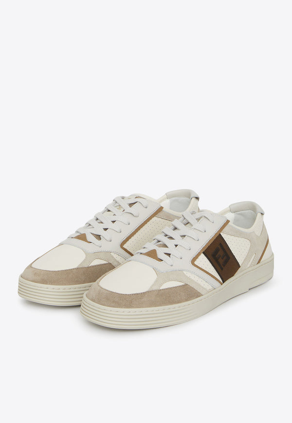Fendi Fendi Step Leather and Suede Sneakers Cream 7E1631-A1GV-F1MDS