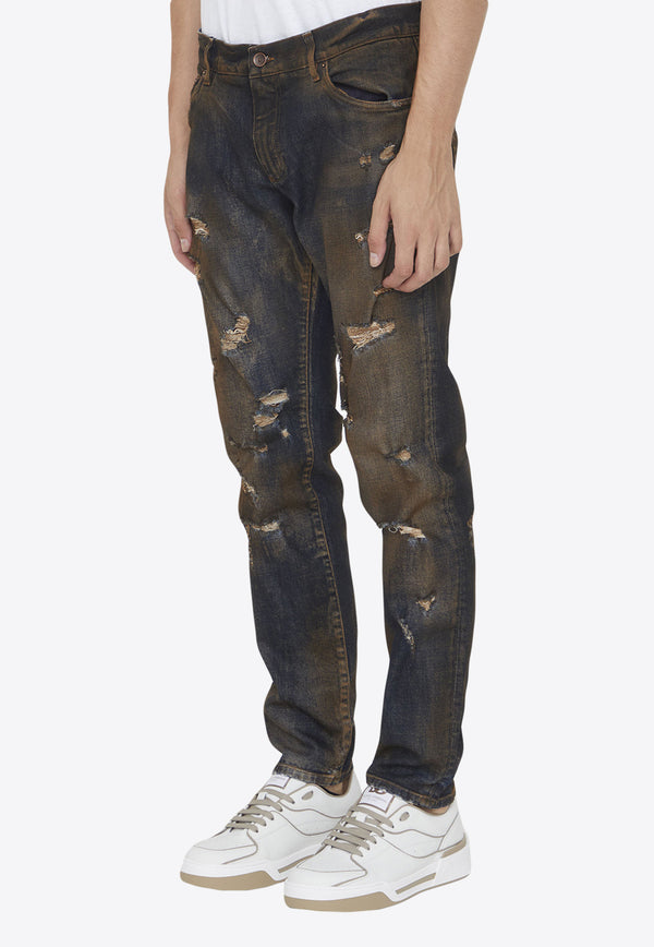 Dolce & Gabbana Slim-Fit Overdyed Jeans Denim GY07CD-G8II8-S9001