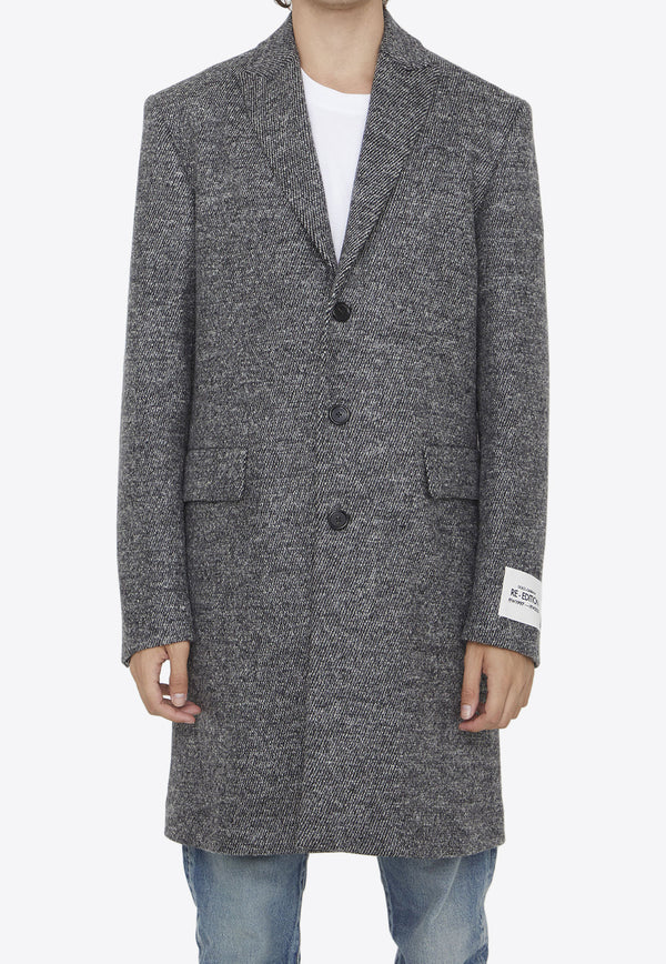 Dolce & Gabbana Diagonal Weave Single-Breasted Wool Coat Gray G033LT-GG723-S9000