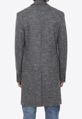 Dolce & Gabbana Diagonal Weave Single-Breasted Wool Coat Gray G033LT-GG723-S9000