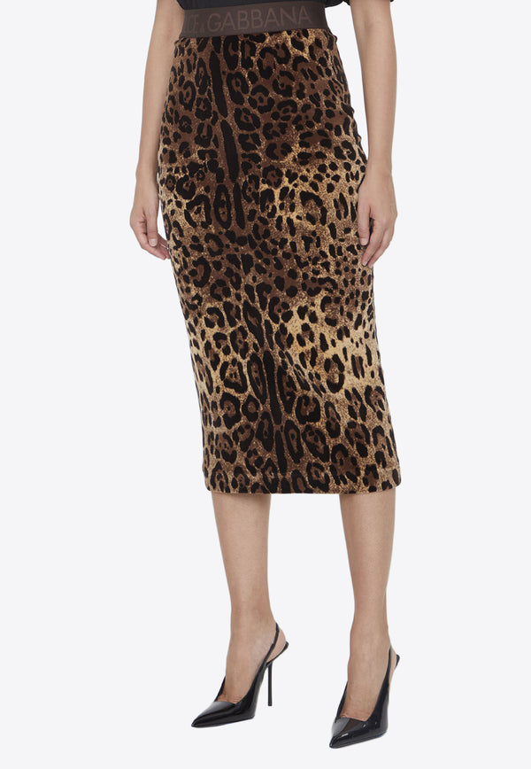 Dolce & Gabbana Leopard Print Midi Pencil Skirt Brown F4CHZT-FJ7D5-S8350
