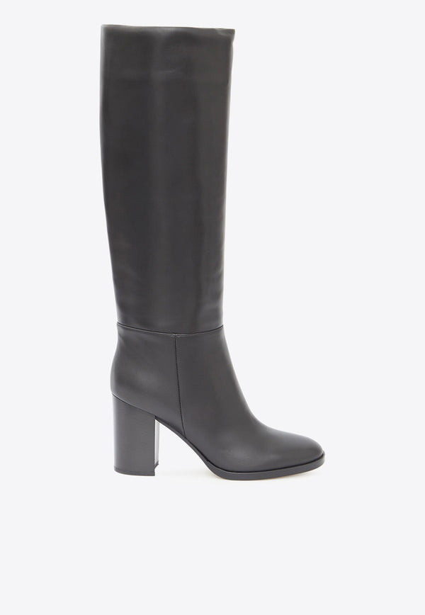 Gianvito Rossi Santiago 85 Knee-High Boots in Calf Leather Black G8047985CUO-IGT-BLACK
