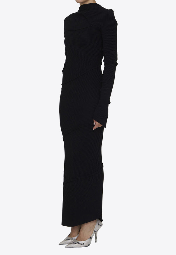 Balenciaga Spiral Maxi Rib Dress Black 751094-T5199-1000