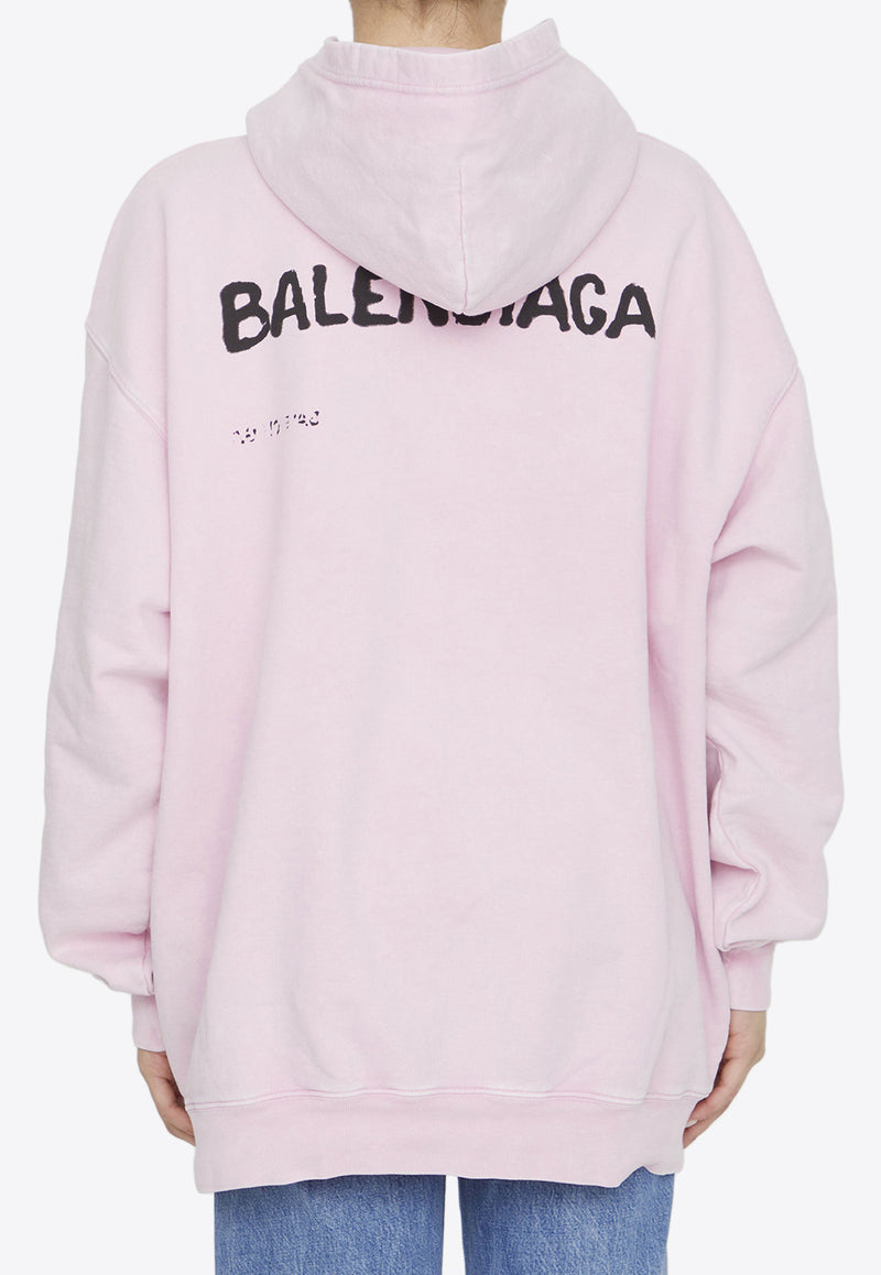 Balenciaga Hand Drawn Logo Hooded Sweatshirt Pink 578135-TOVO6-3204