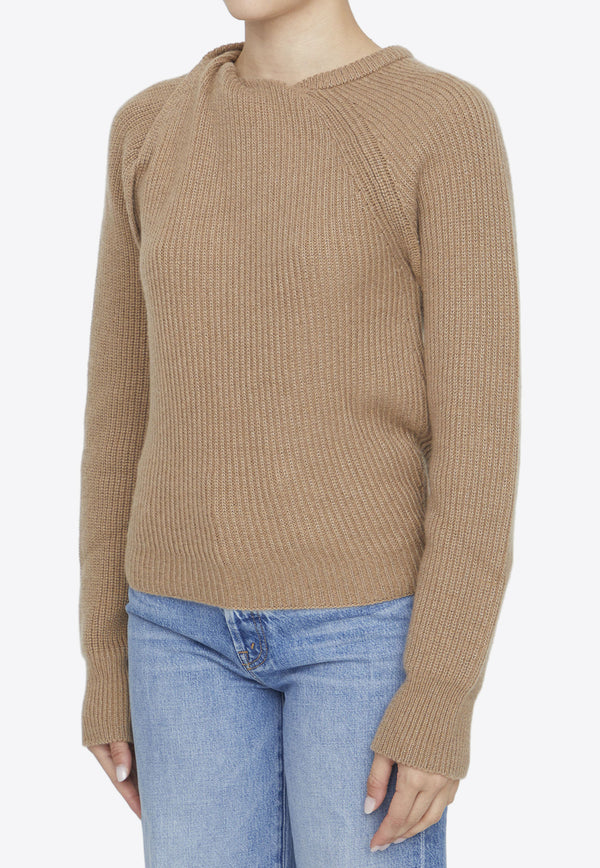 Stella McCartney Ribbed-Knit Cashmere Sweater 6K0470-3S2418-2051 Beige