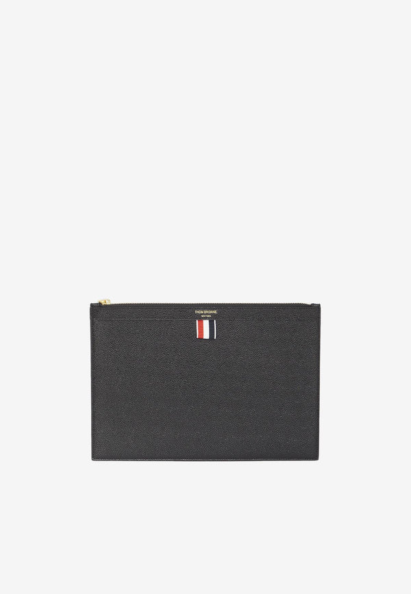 Thom Browne Small Document Holder in Grained Leather Black MAC019L-00198-001