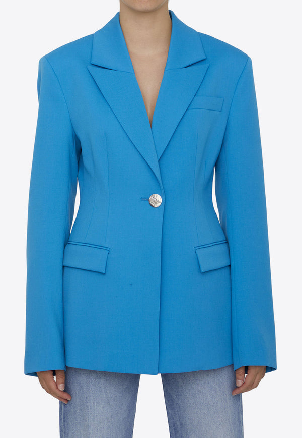 The Attico Single-Breasted Tailored Wool Blazer Turquoise 237WCG26-W041-258