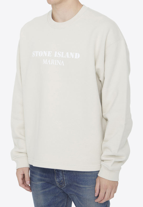 Stone Island Logo Print Sweatshirt 7915671X6--V0097 Off-white