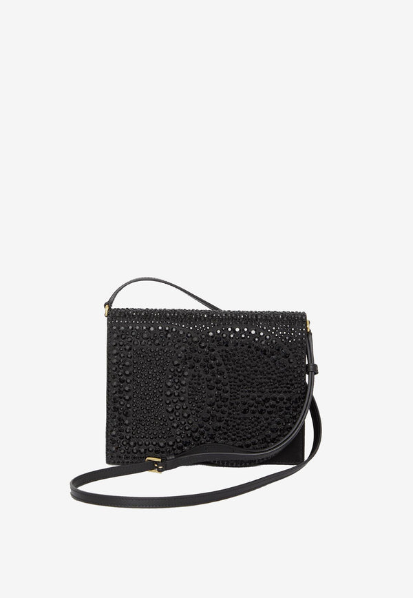 Dolce & Gabbana Crystal-Embellished Logo Shoulder Bag BB7287-AR448-8S485 Black