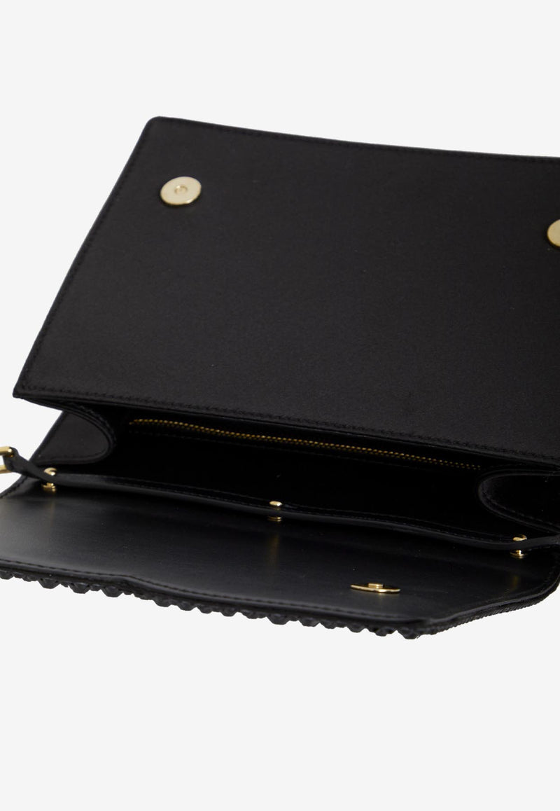 Dolce & Gabbana Crystal-Embellished Logo Shoulder Bag BB7287-AR448-8S485 Black