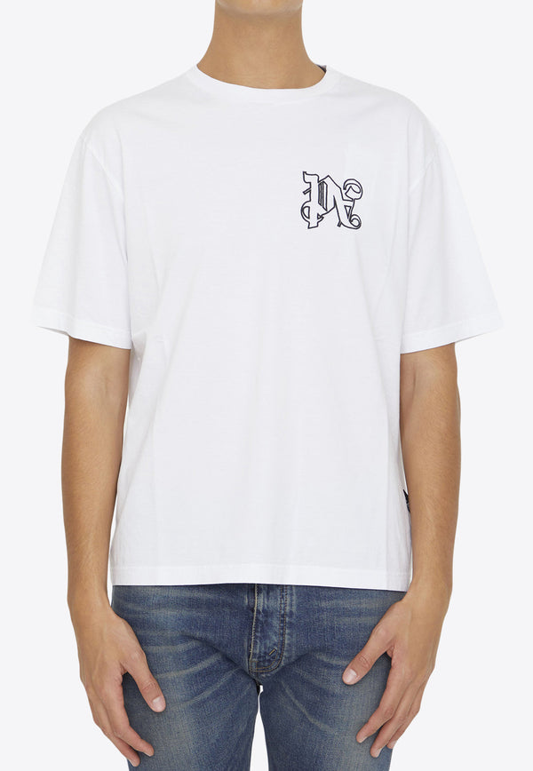 Palm Angels Monogram Print T-shirt White PMAA089E23-JER001-0110