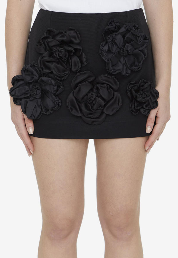 Dolce & Gabbana Ottoman Mini Skirt with Flowers F4CC8Z-FUTA7-N0000 Black