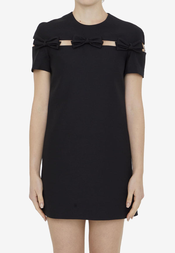 Valentino Crepe Couture Mini Dress with Cut-Out Bows Black 3B3VA4L0-1CF-0NO