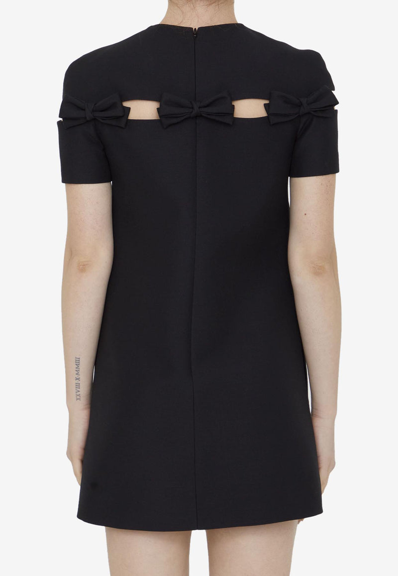 Valentino Crepe Couture Mini Dress with Cut-Out Bows Black 3B3VA4L0-1CF-0NO