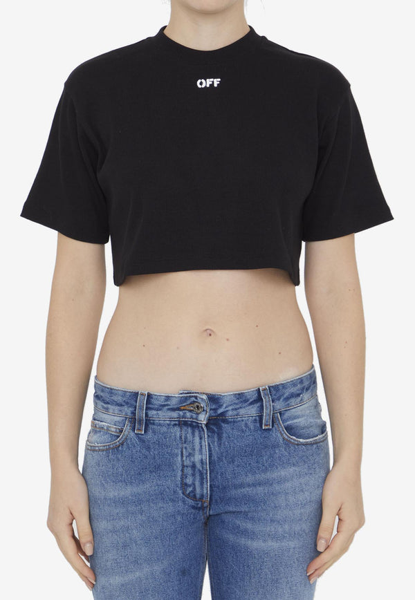 Off-White Logo-Embroidered Cropped Top OWAA081F23JER001--1001