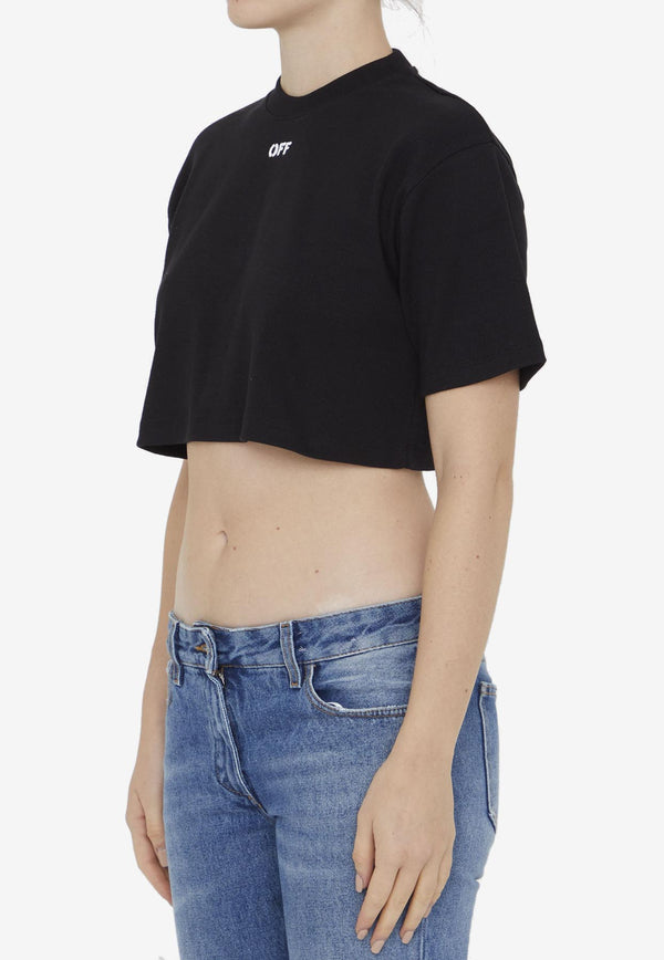 Off-White Logo-Embroidered Cropped Top OWAA081F23JER001--1001