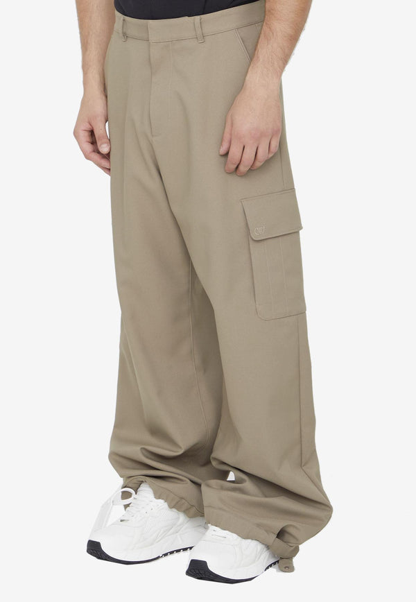 Off-White Logo-Embroidered Drill Cargo Pants OMCF037F23FAB004--6161